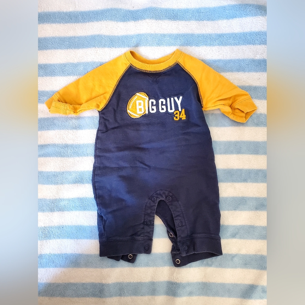 Carter's Big Guy 34 Football yellow&Navy sweater style sleeper